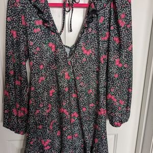 Black Floral Topshop frill dress